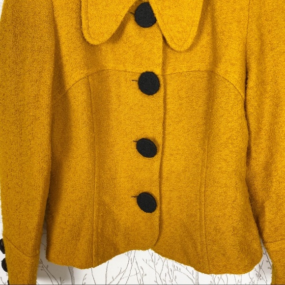 VINTAGE NIPON BOUTIQUE Mustard Wool Boucle Blazer - Picture 3 of 14